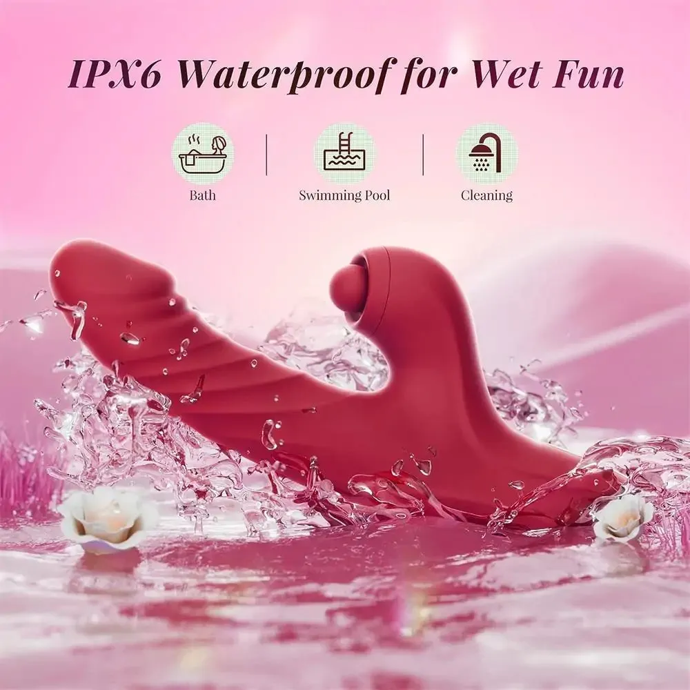 Rabbit Sucking Vibrator with 10 Vibrating 7 Thrust Modes with Licking #Foreplay #Bathroom