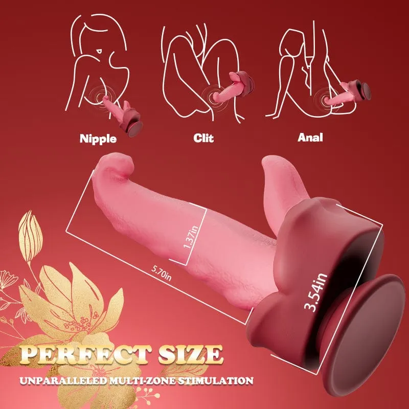 Realistic Tongue Thrusting Heating Fantasy Dildo With Suction Cup