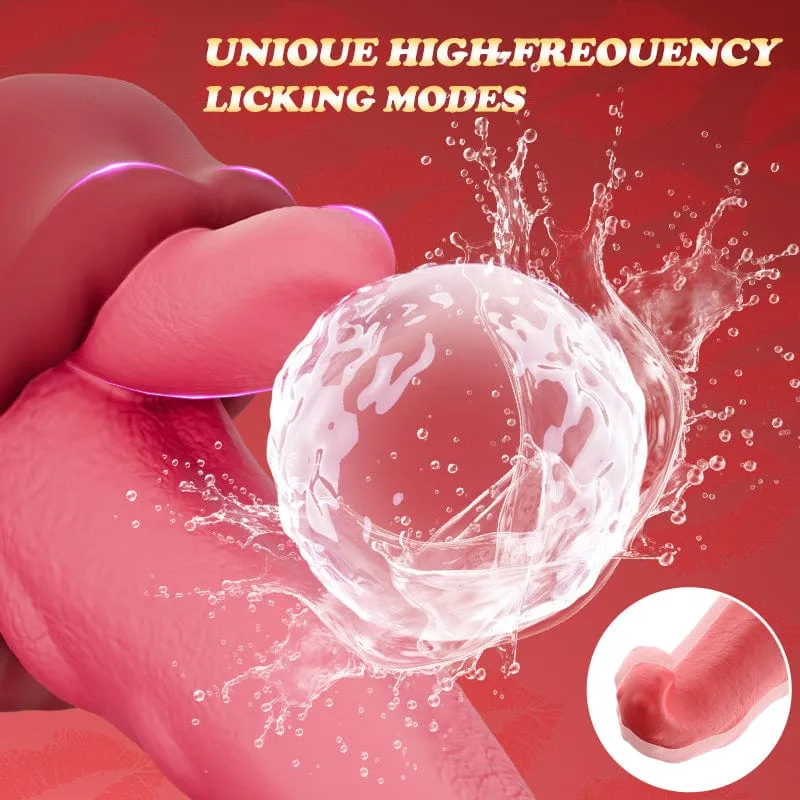 Realistic Tongue Thrusting Heating Fantasy Dildo With Suction Cup