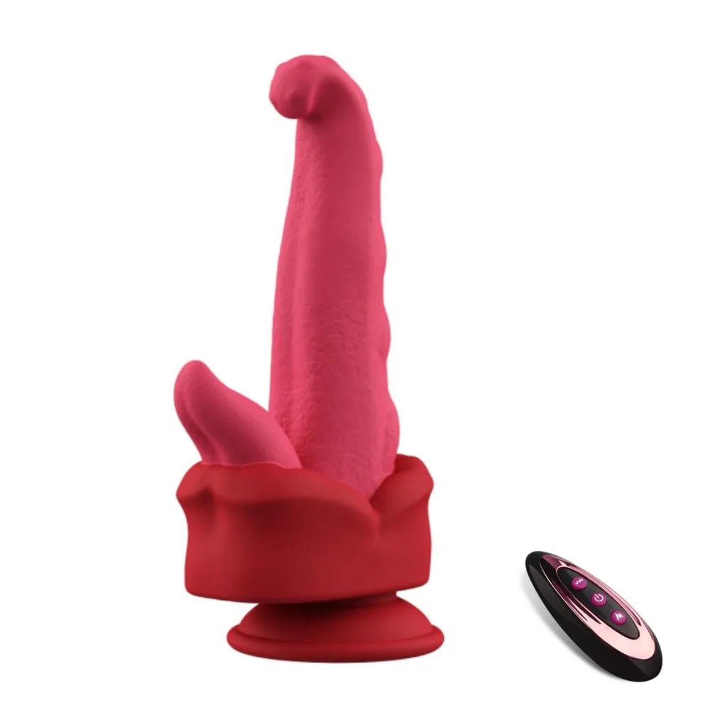 Realistic Tongue Thrusting Heating Fantasy Dildo With Suction Cup