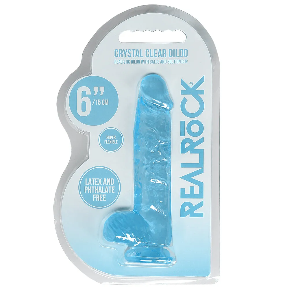 RealRock 6" Crystal Clear Realistic Dildo With Balls & Suction Cup