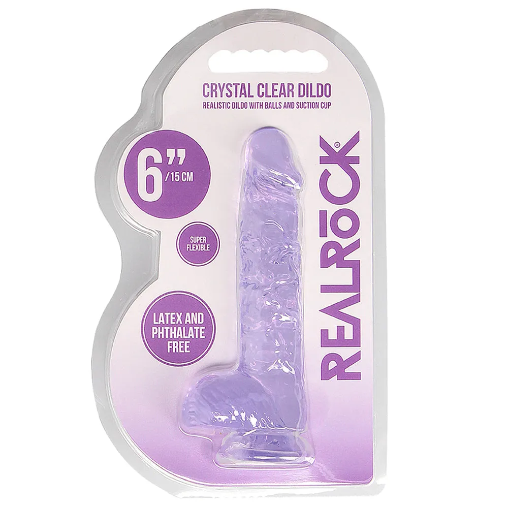 RealRock 6" Crystal Clear Realistic Dildo With Balls & Suction Cup