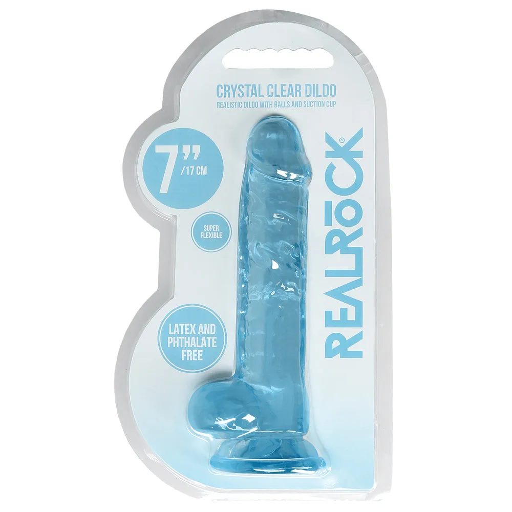 RealRock 7" Crystal Clear Realistic Dildo With Balls & Suction Cup