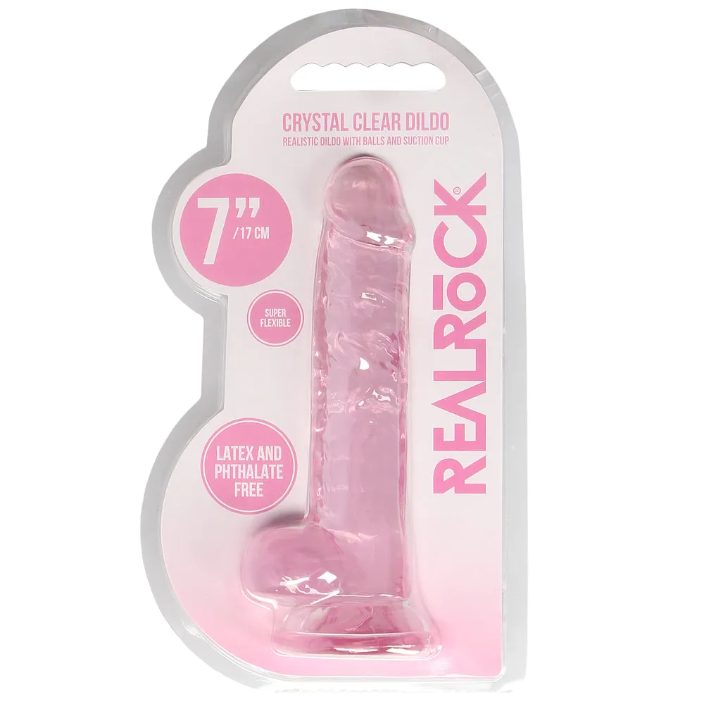 RealRock 7" Crystal Clear Realistic Dildo With Balls & Suction Cup