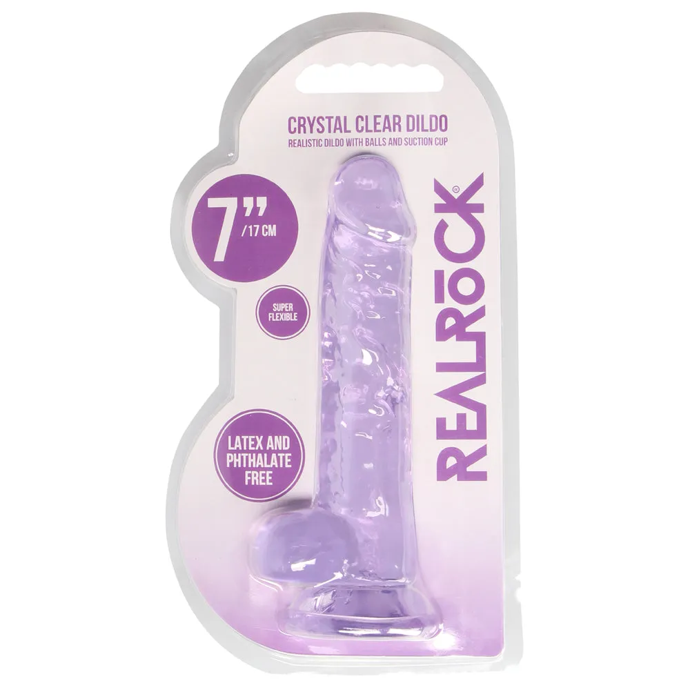 RealRock 7" Crystal Clear Realistic Dildo With Balls & Suction Cup