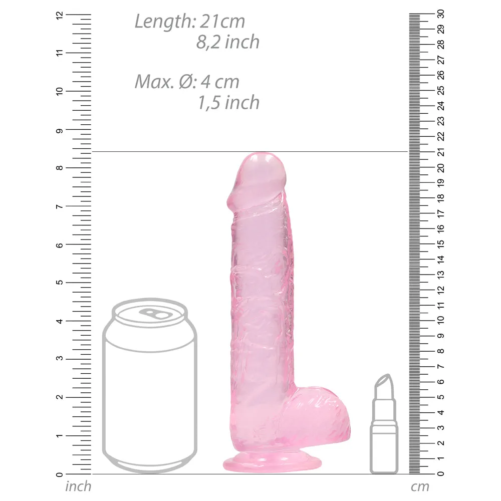 RealRock 8" Crystal Clear Realistic Dildo With Balls & Suction Cup
