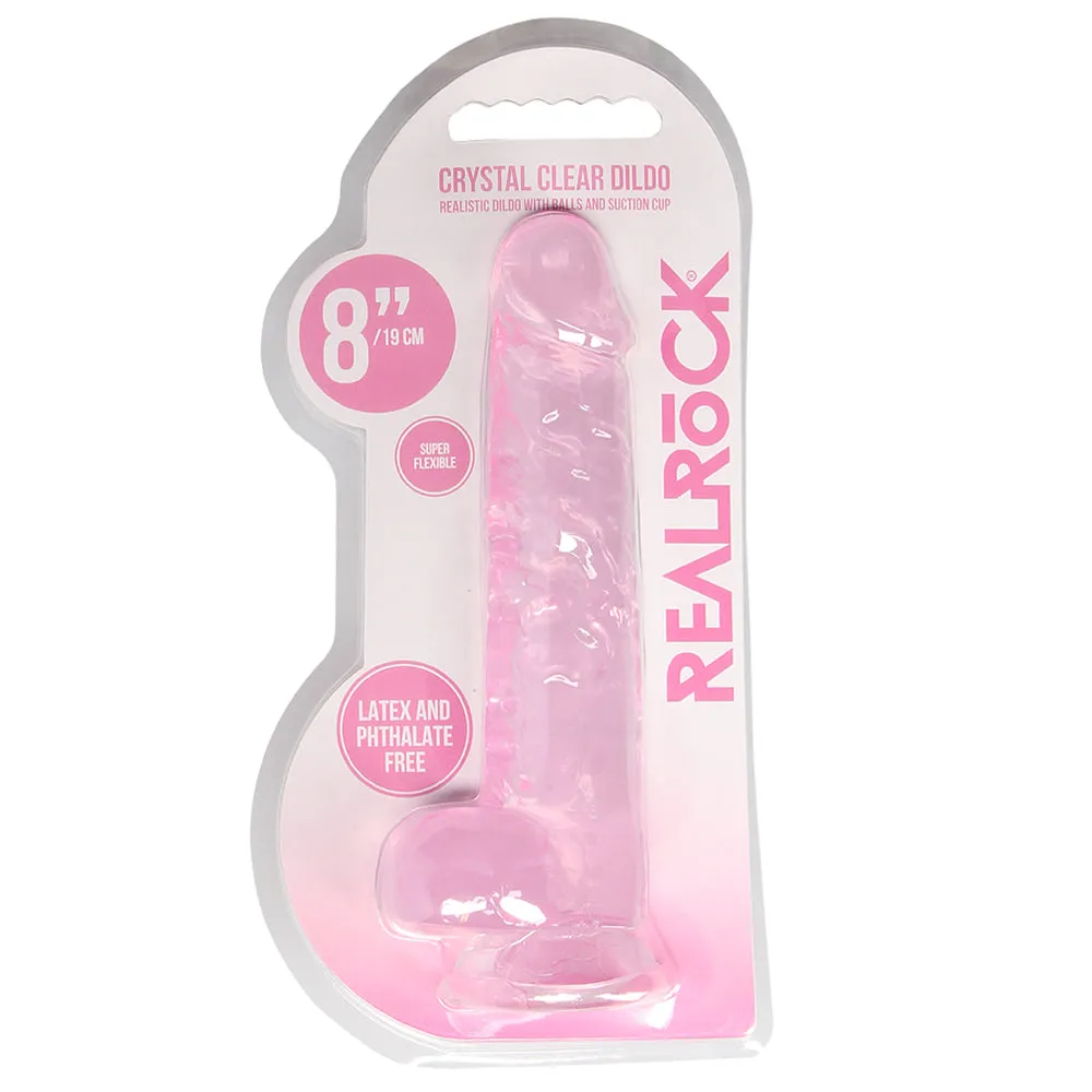 RealRock 8" Crystal Clear Realistic Dildo With Balls & Suction Cup