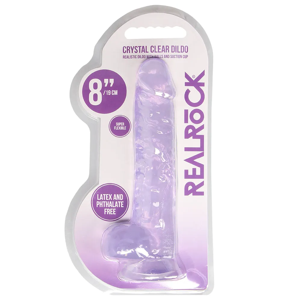 RealRock 8" Crystal Clear Realistic Dildo With Balls & Suction Cup