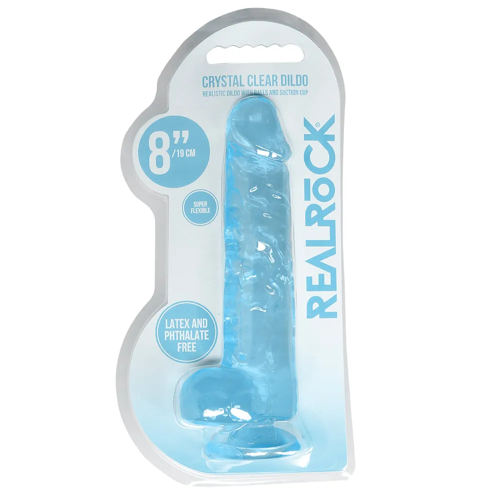 RealRock 8" Crystal Clear Realistic Dildo With Balls & Suction Cup