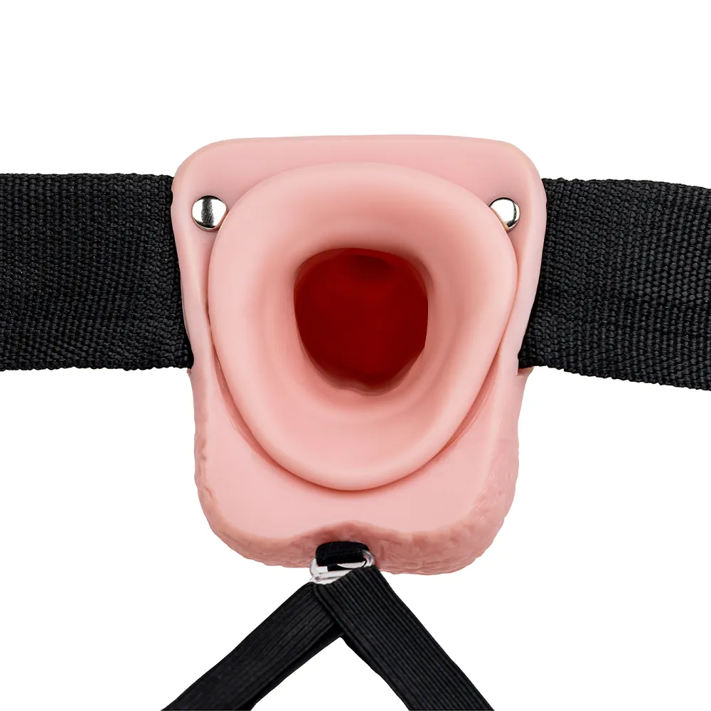 RealRock Realistic 7" Vibrating Hollow Strap-On Dildo & Harness