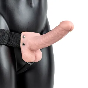 RealRock Realistic 7" Vibrating Hollow Strap-On Dildo & Harness