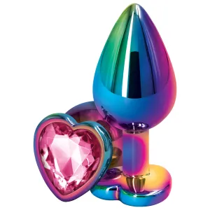 Rear Assets Multicolour Heart Gem Metal Butt Plug - Medium