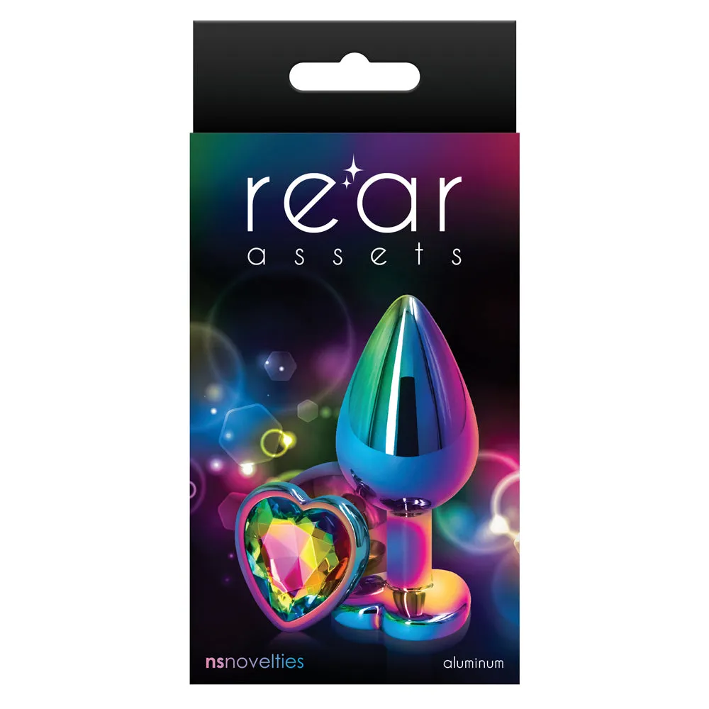 Rear Assets Multicolour Heart Gem Metal Butt Plug - Medium