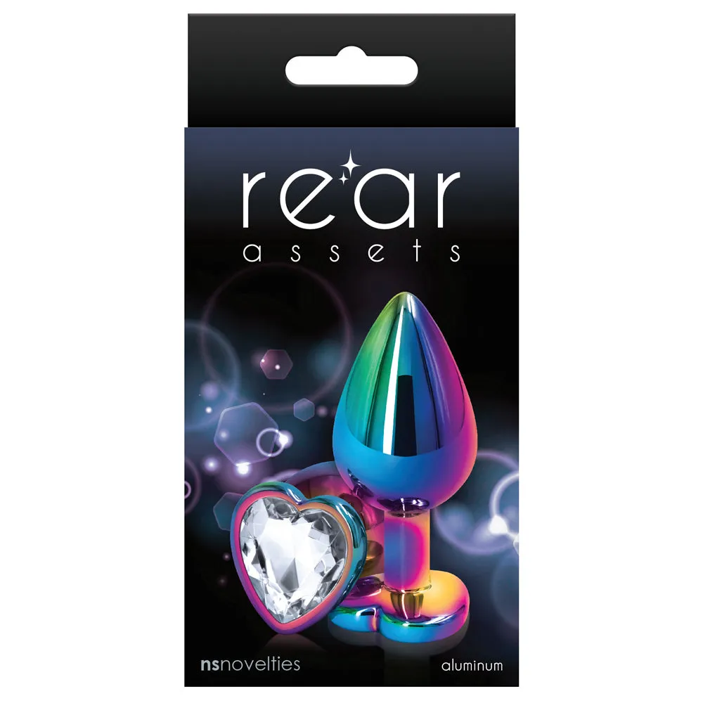 Rear Assets Multicolour Heart Gem Metal Butt Plug - Medium