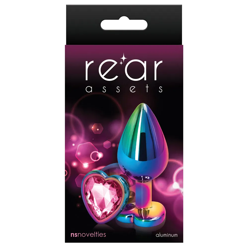 Rear Assets Multicolour Heart Gem Metal Butt Plug - Medium