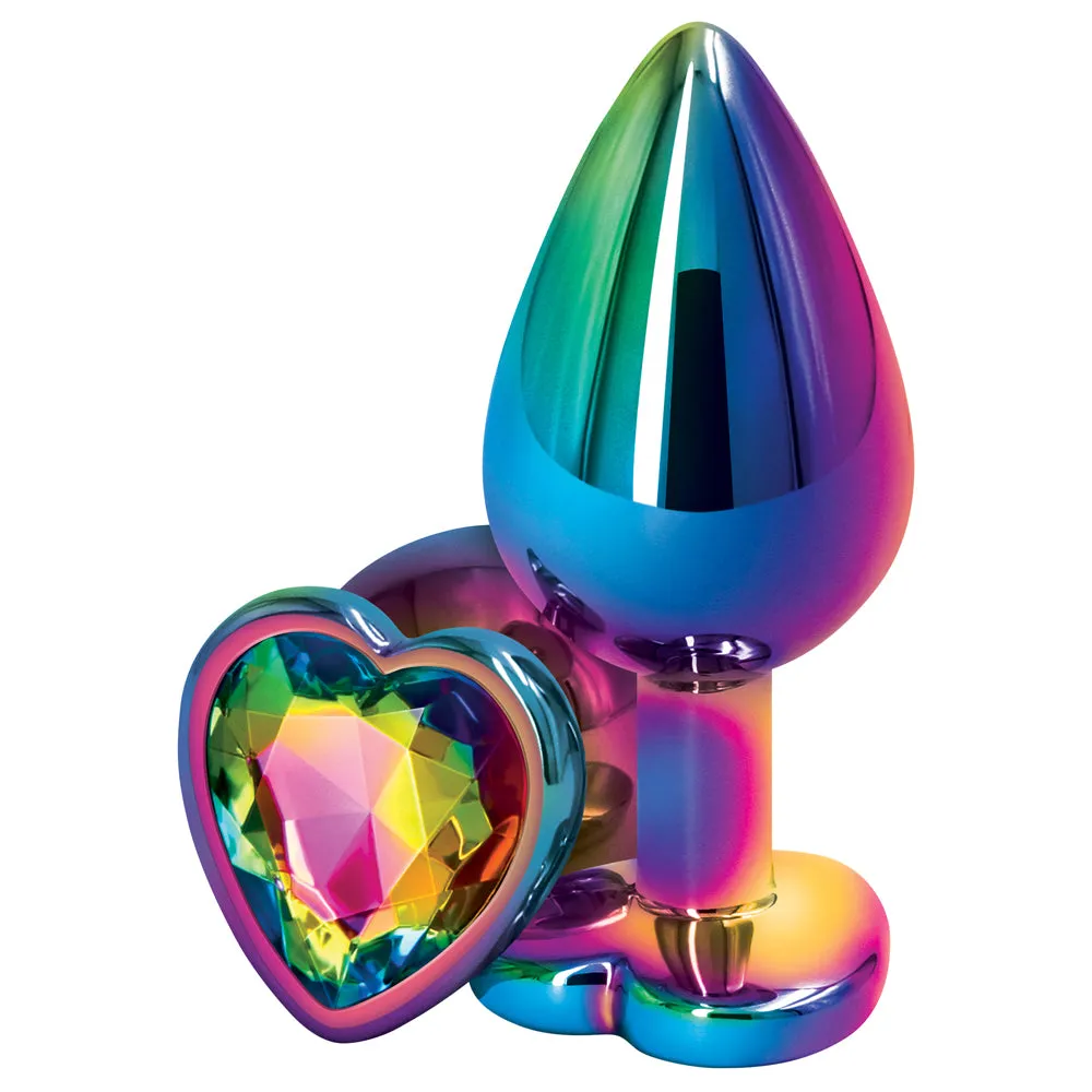 Rear Assets Multicolour Heart Gem Metal Butt Plug - Medium