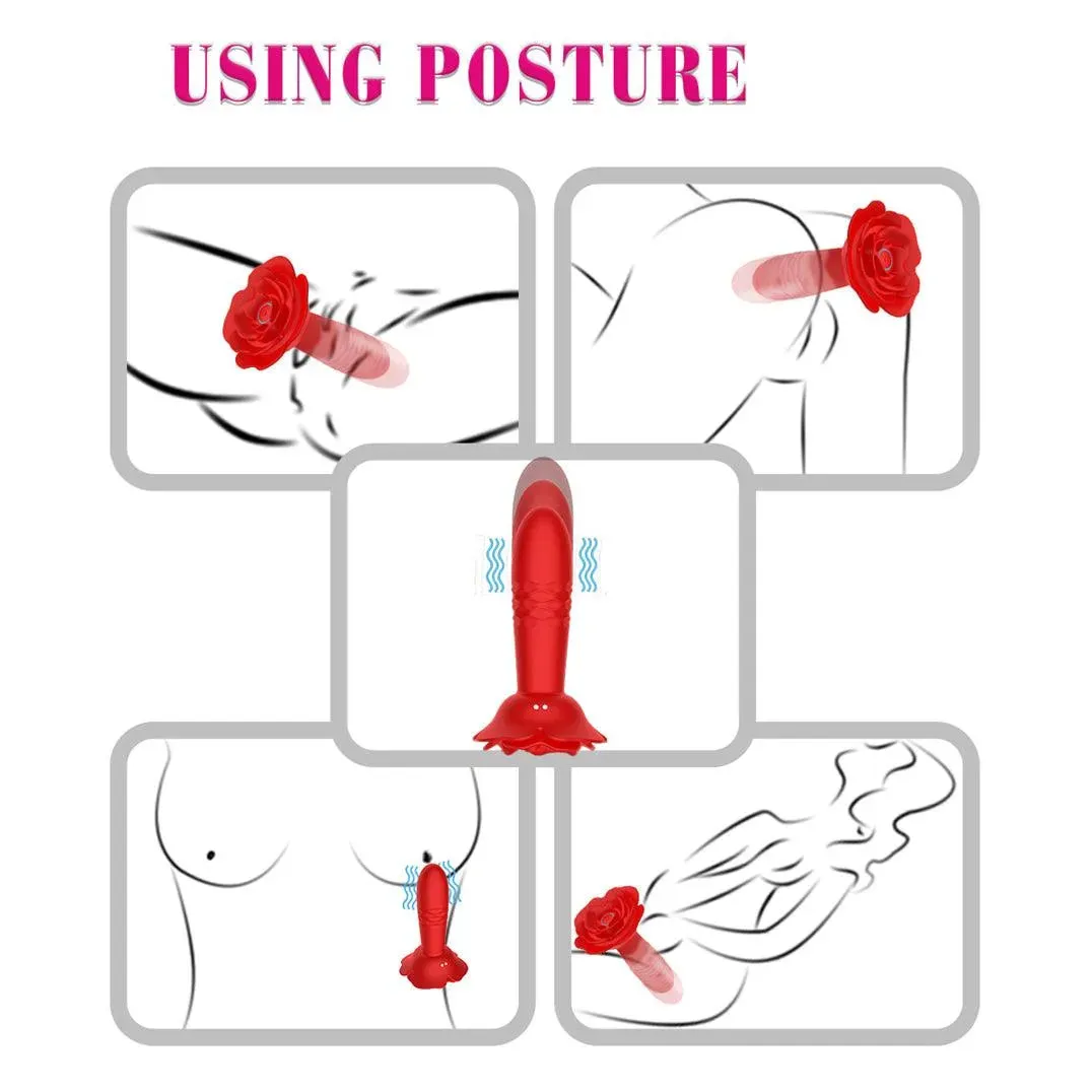 Remote Control Rose Flower Anal Beads Vibrator