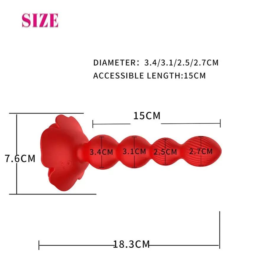 Remote Control Rose Flower Anal Beads Vibrator