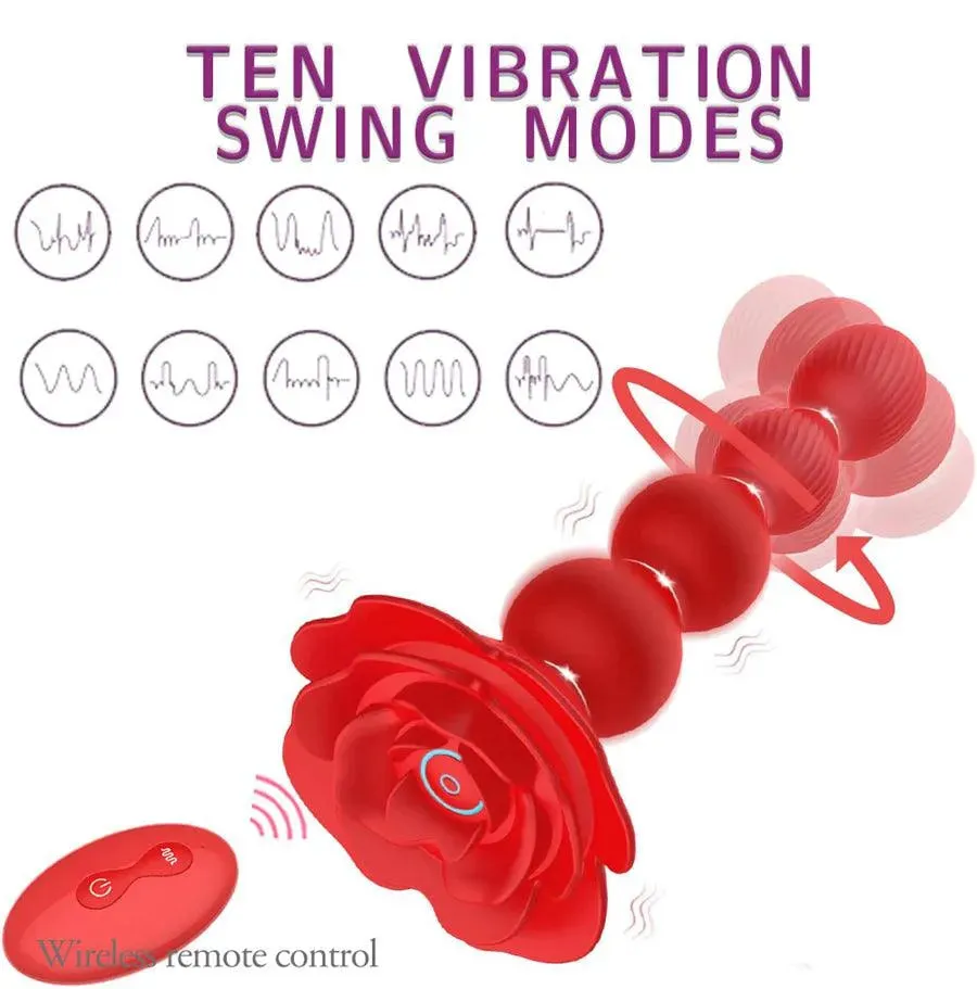 Remote Control Rose Flower Anal Beads Vibrator