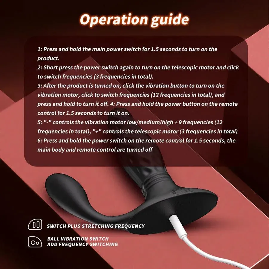 Remote Control Thrusting Anal Plug Vibrator