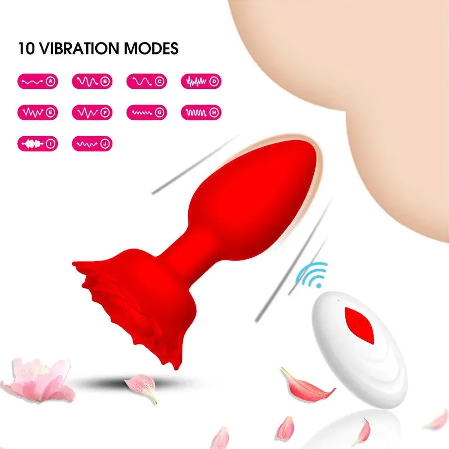 Remote Rose Blossom Vibrating Butt Plug