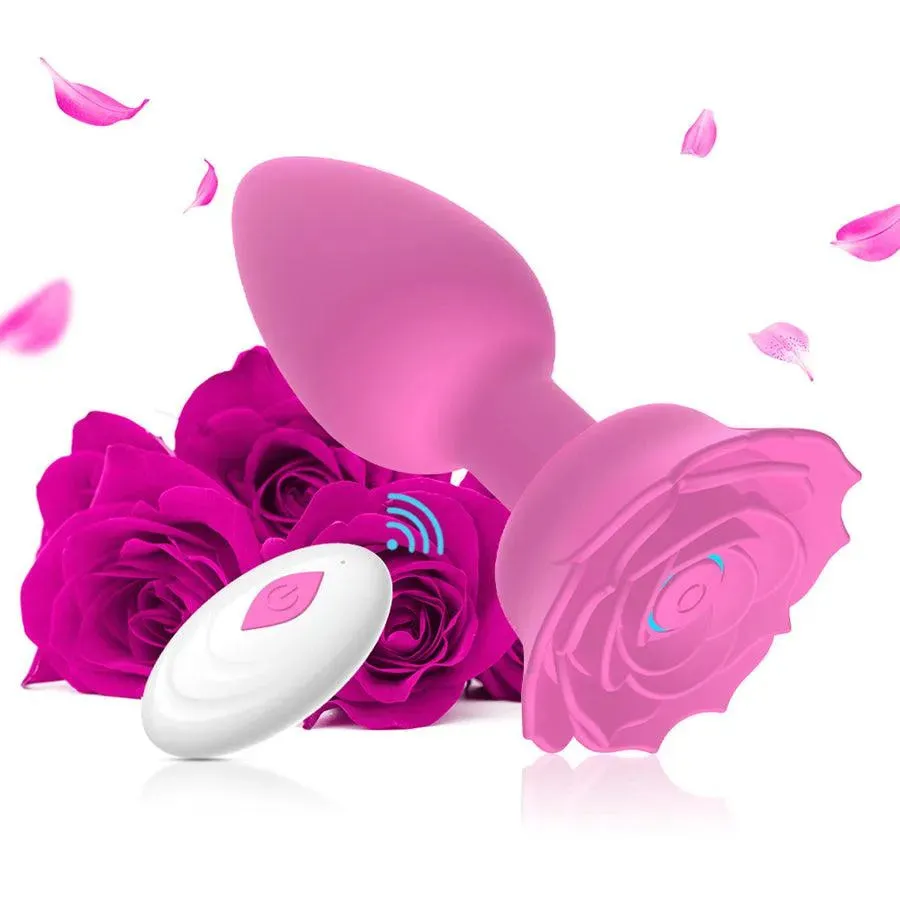 Remote Rose Blossom Vibrating Butt Plug