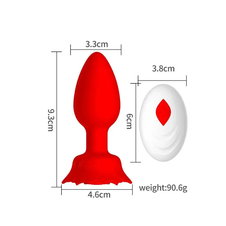 Remote Rose Blossom Vibrating Butt Plug