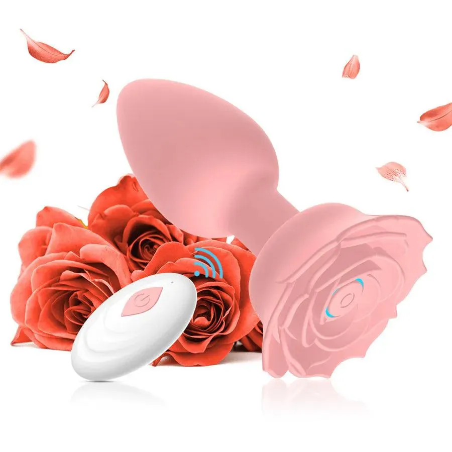 Remote Rose Blossom Vibrating Butt Plug
