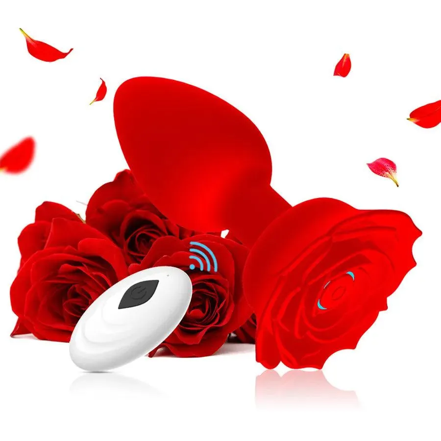 Remote Rose Blossom Vibrating Butt Plug