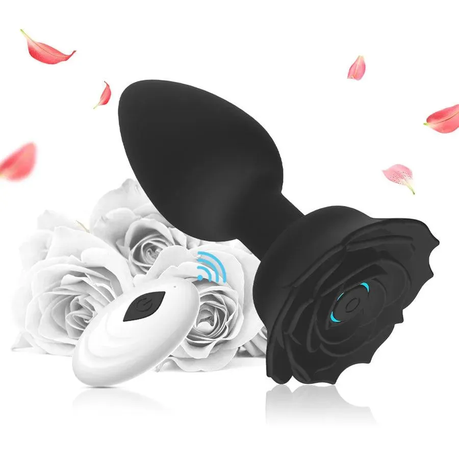 Remote Rose Blossom Vibrating Butt Plug