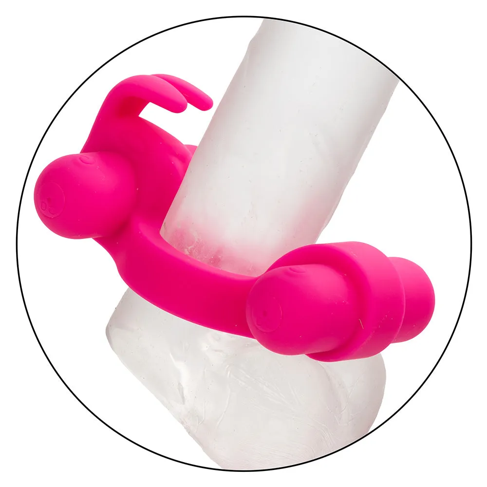 Rockin' Rabbit Rechargeable Vibrating Double-Ended Silicone Cock Ring