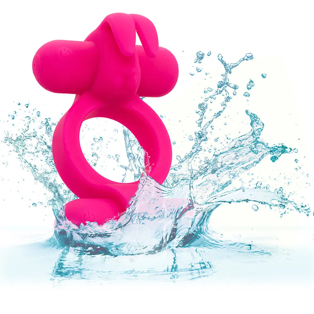 Rockin' Rabbit Rechargeable Vibrating Double-Ended Silicone Cock Ring
