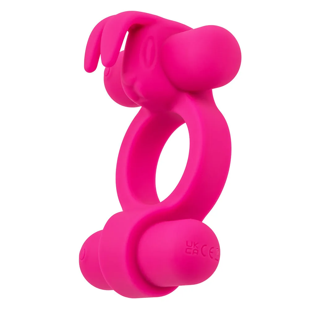 Rockin' Rabbit Rechargeable Vibrating Double-Ended Silicone Cock Ring