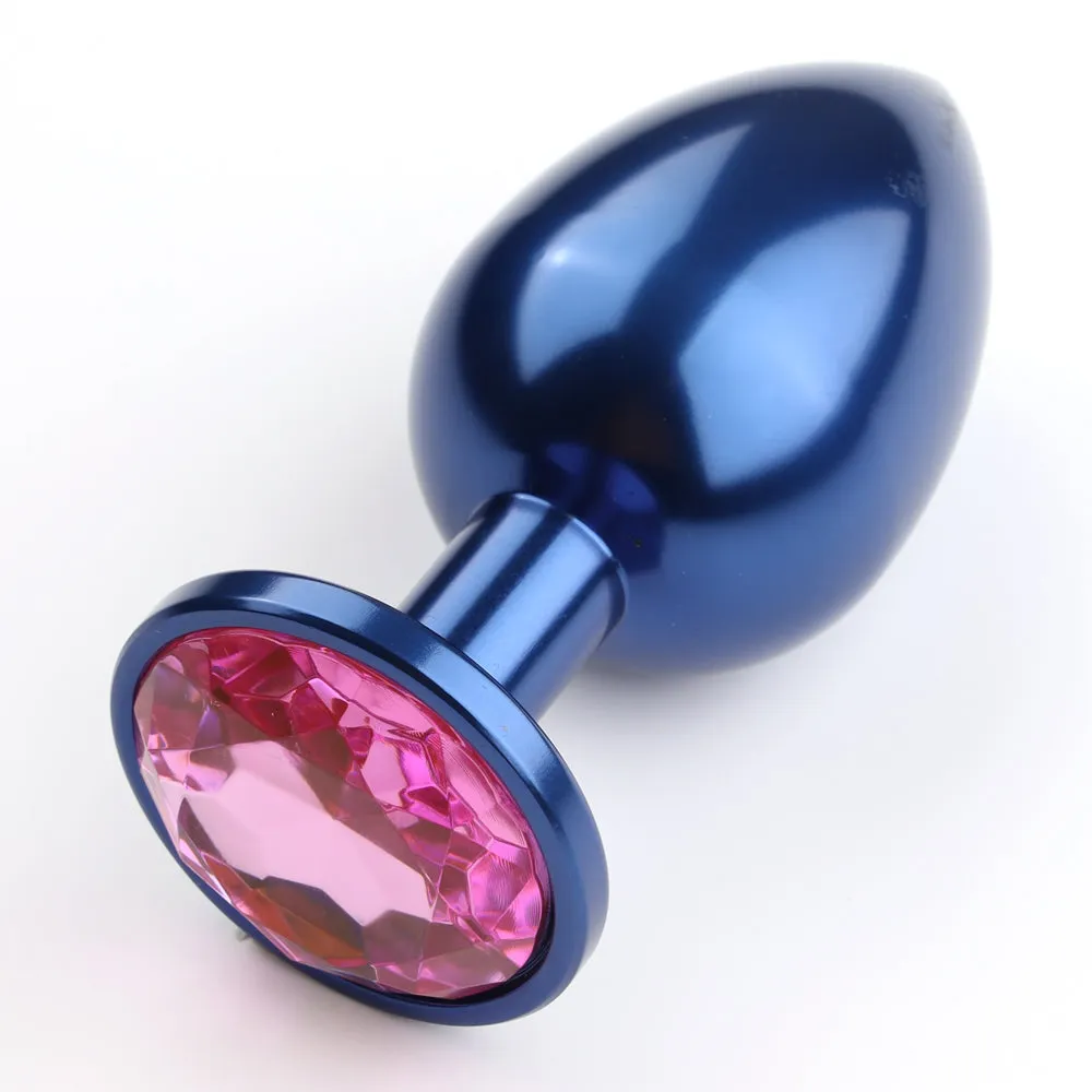 Seamless Metal Starting Butt Plug With Round Gem - Small