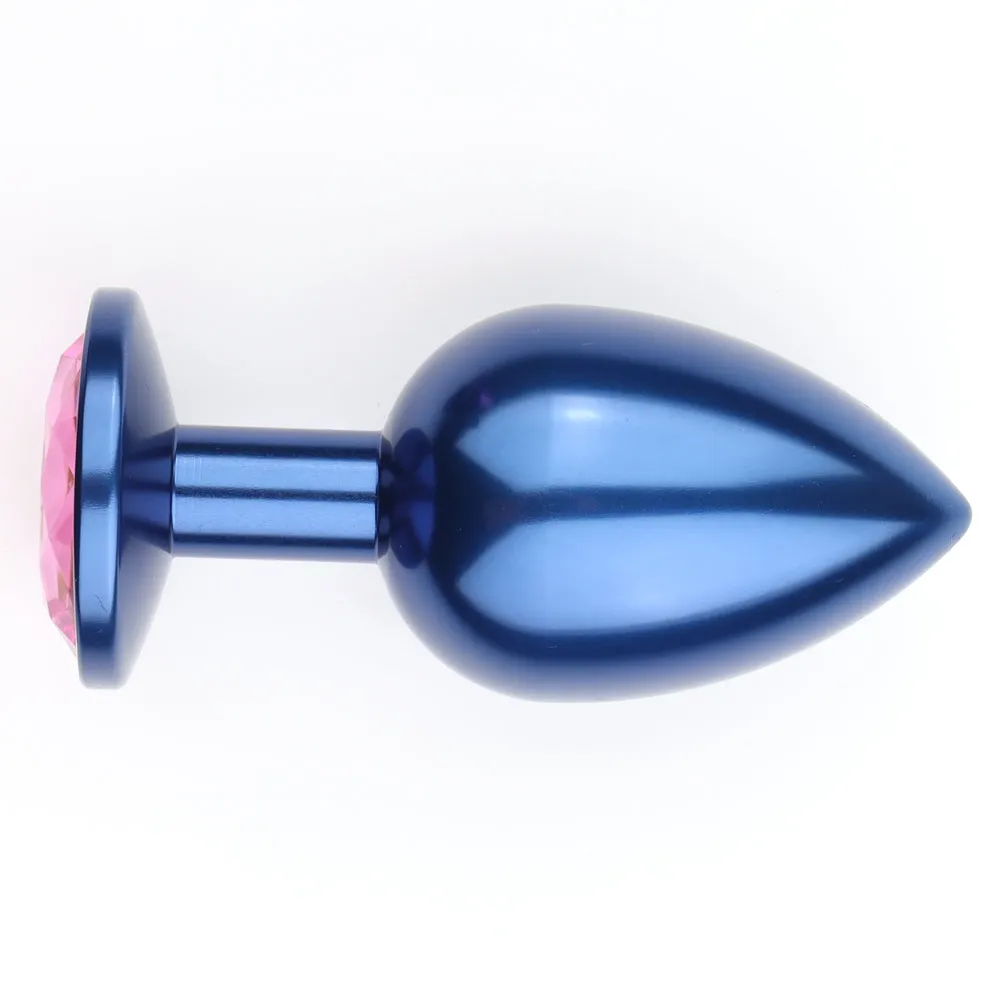 Seamless Metal Starting Butt Plug With Round Gem - Small