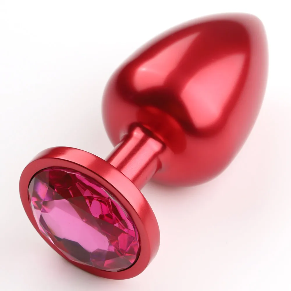 Seamless Metal Starting Butt Plug With Round Gem - Small