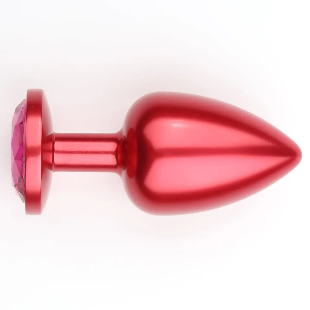 Seamless Metal Starting Butt Plug With Round Gem - Small