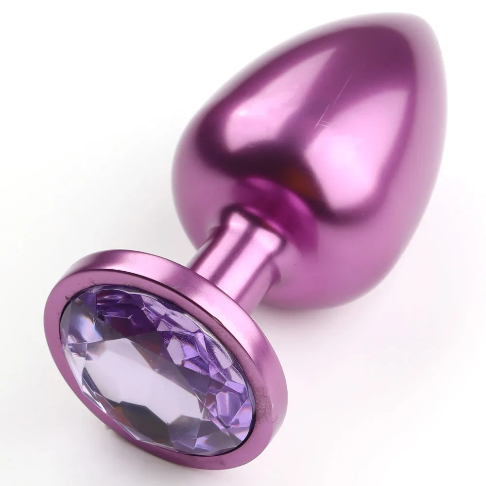 Seamless Metal Starting Butt Plug With Round Gem - Small