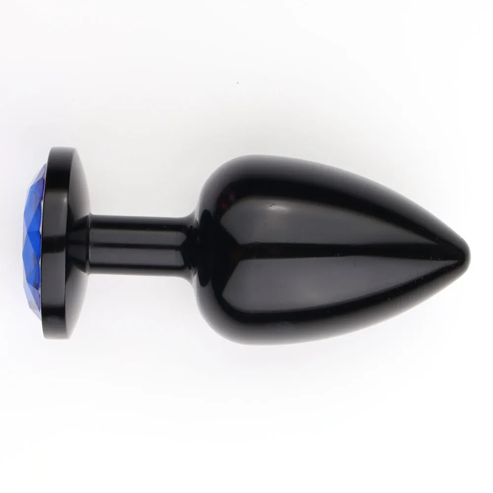 Seamless Metal Starting Butt Plug With Round Gem - Small