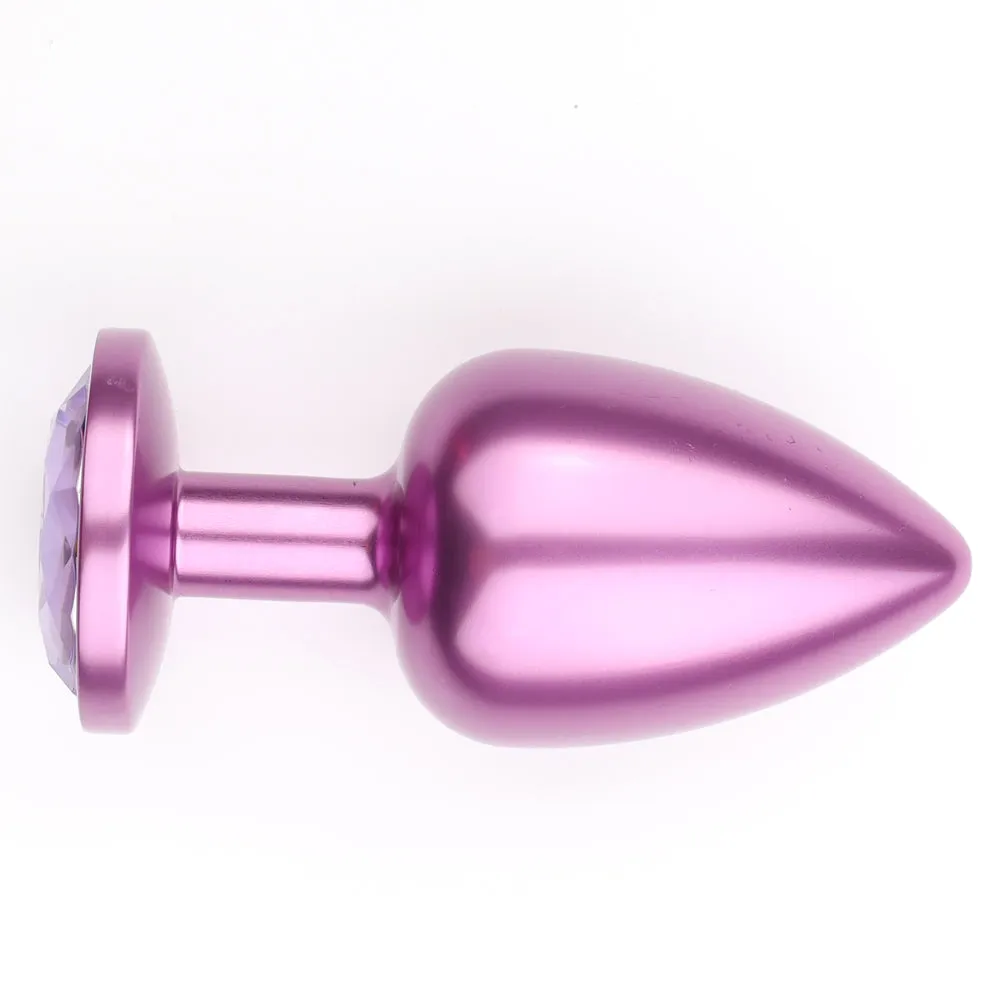 Seamless Metal Starting Butt Plug With Round Gem - Small