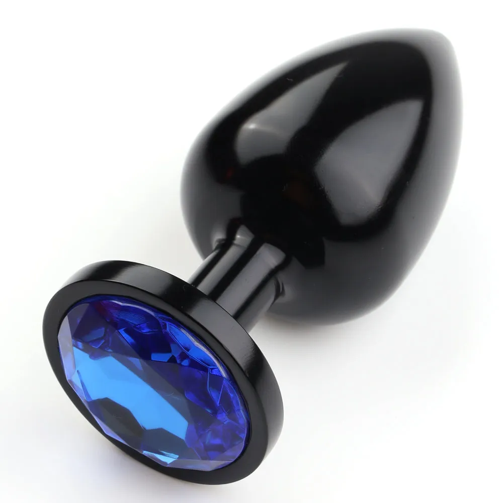 Seamless Metal Starting Butt Plug With Round Gem - Small