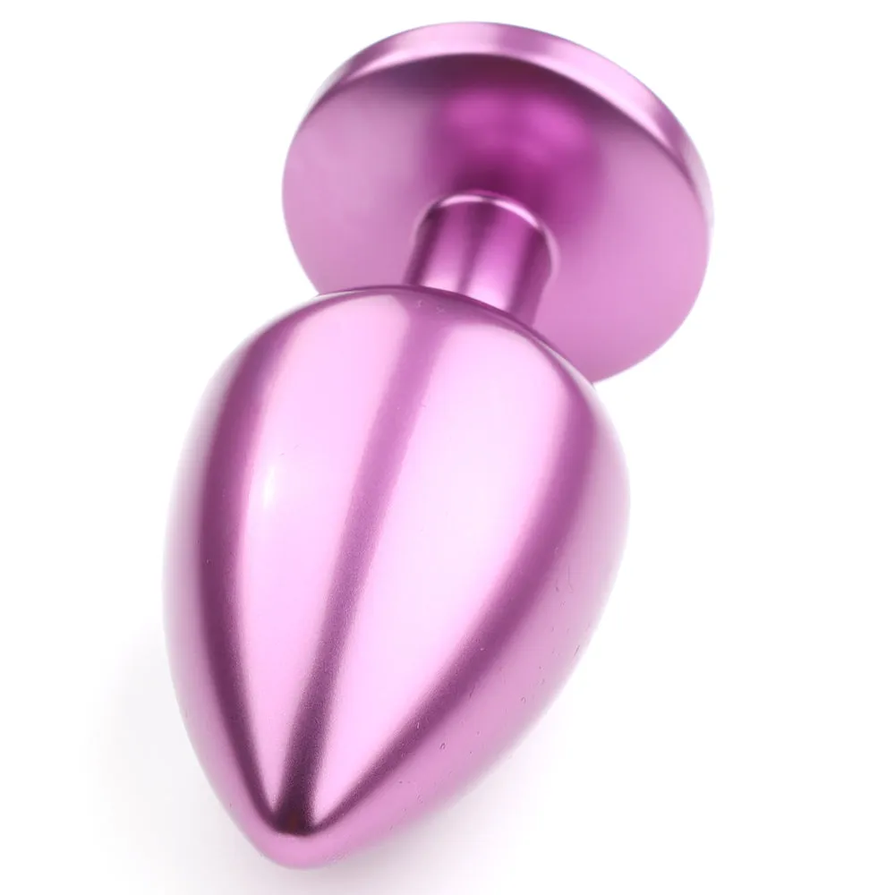 Seamless Metal Starting Butt Plug With Round Gem - Small