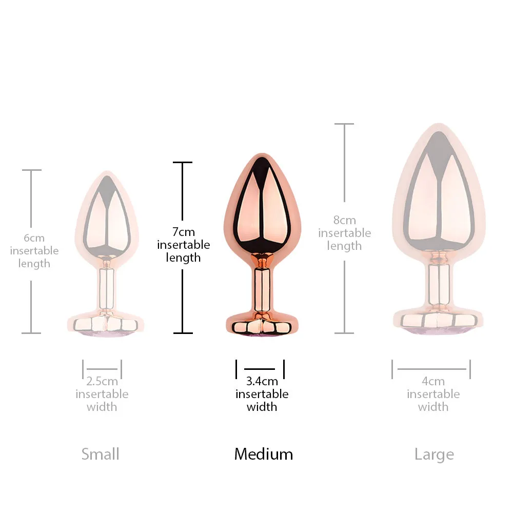 Sexyland Charm Rose Gold Metal Butt Plug With Heart Gem - Medium