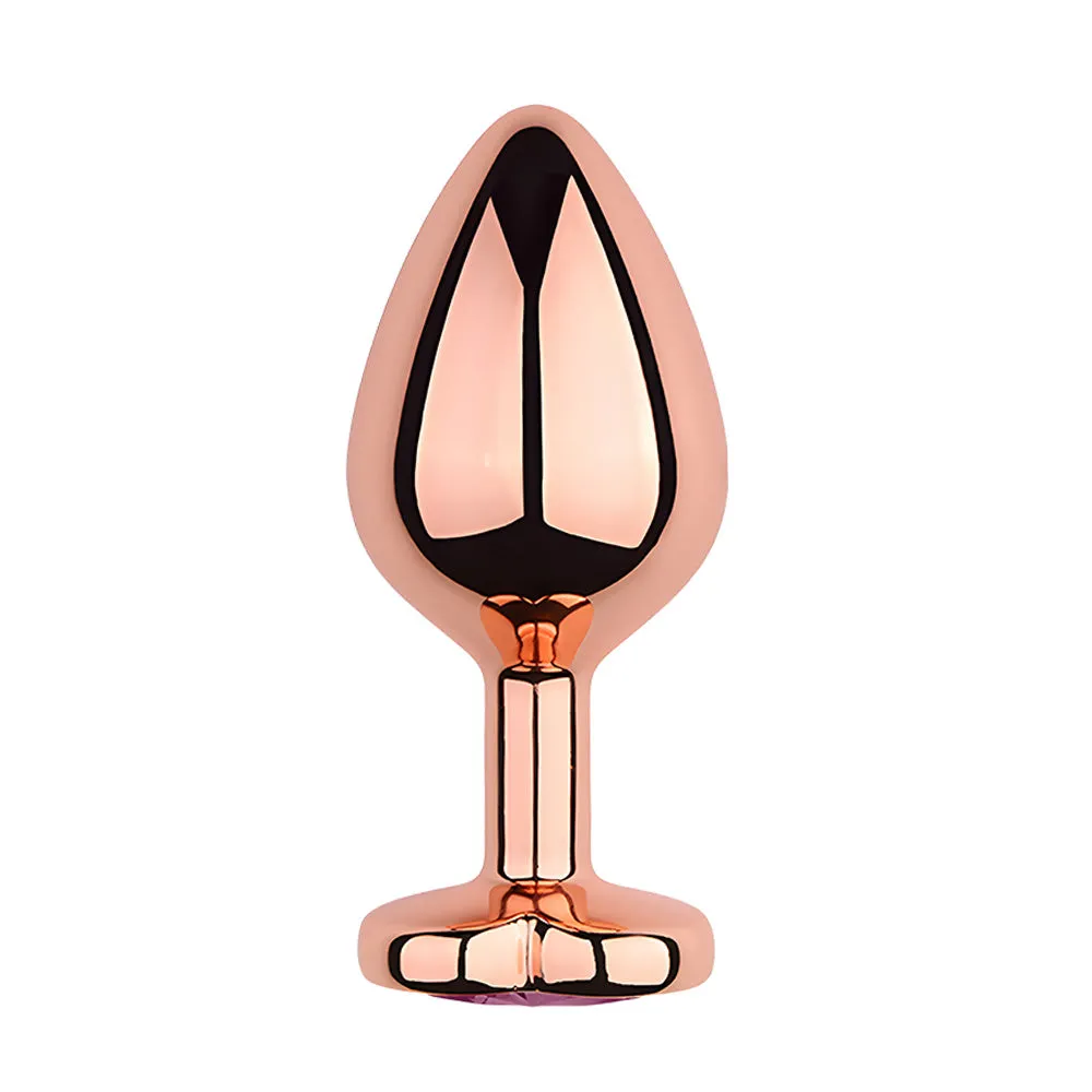 Sexyland Charm Rose Gold Metal Butt Plug With Heart Gem - Medium