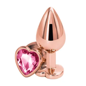 Sexyland Charm Rose Gold Metal Butt Plug With Heart Gem - Medium