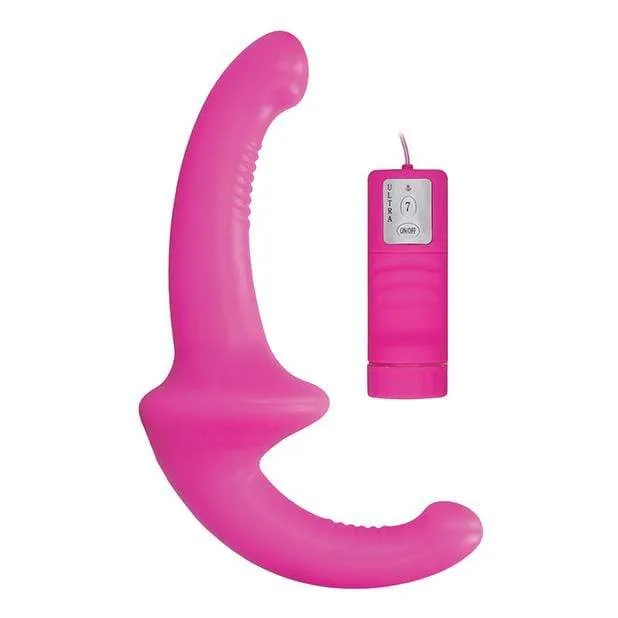 Shots - Ouch Vibrating Silicone Strapless Strap On with Controller (Pink)