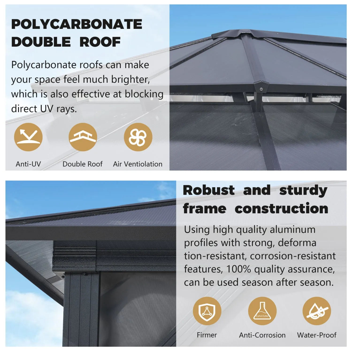 Streamdale 12x16 Hardtop Gazebo, Double Roof, Netting & Curtains