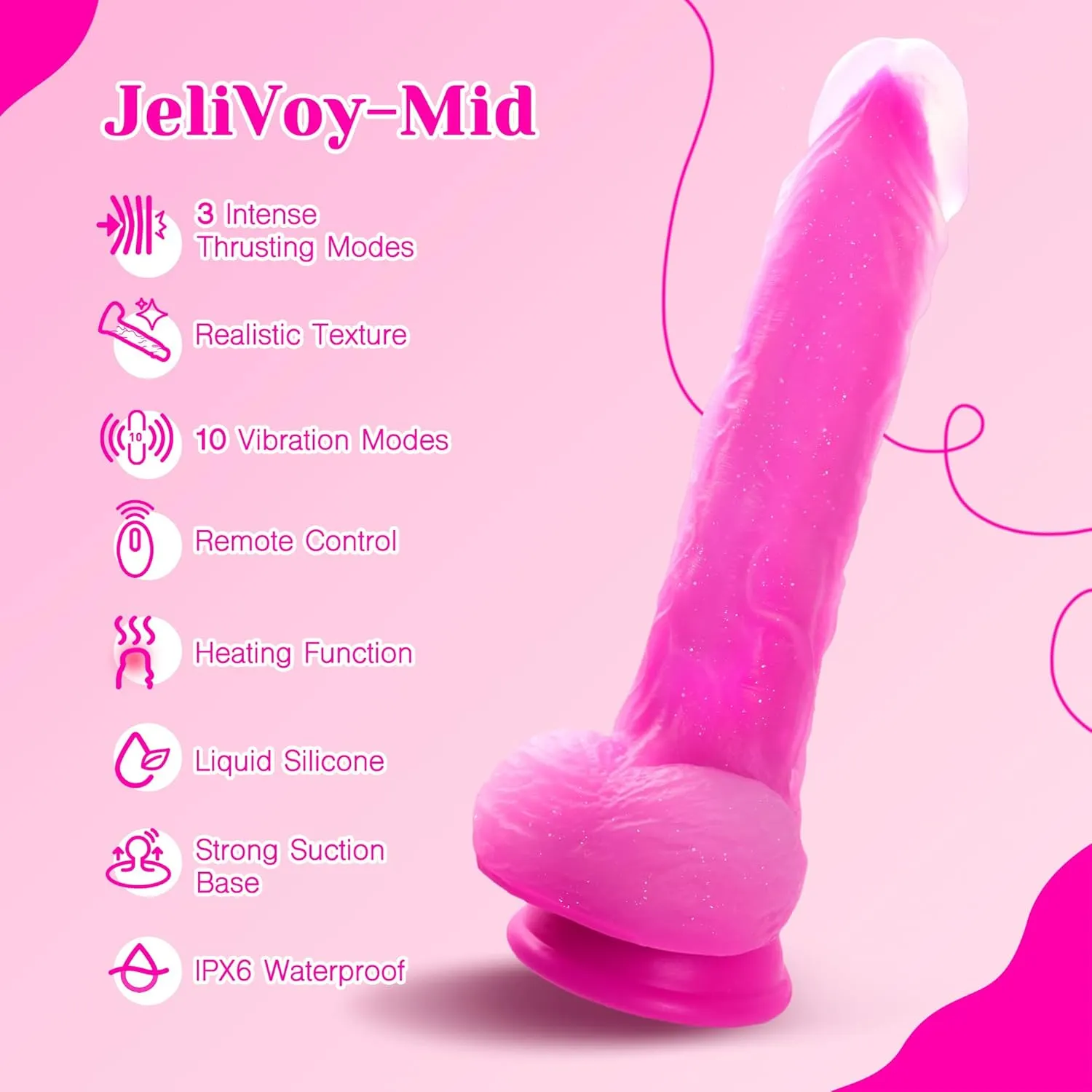 Tracy's Dog - JeliVoy Thrusting Dildo Jellyskin (Rose Red)