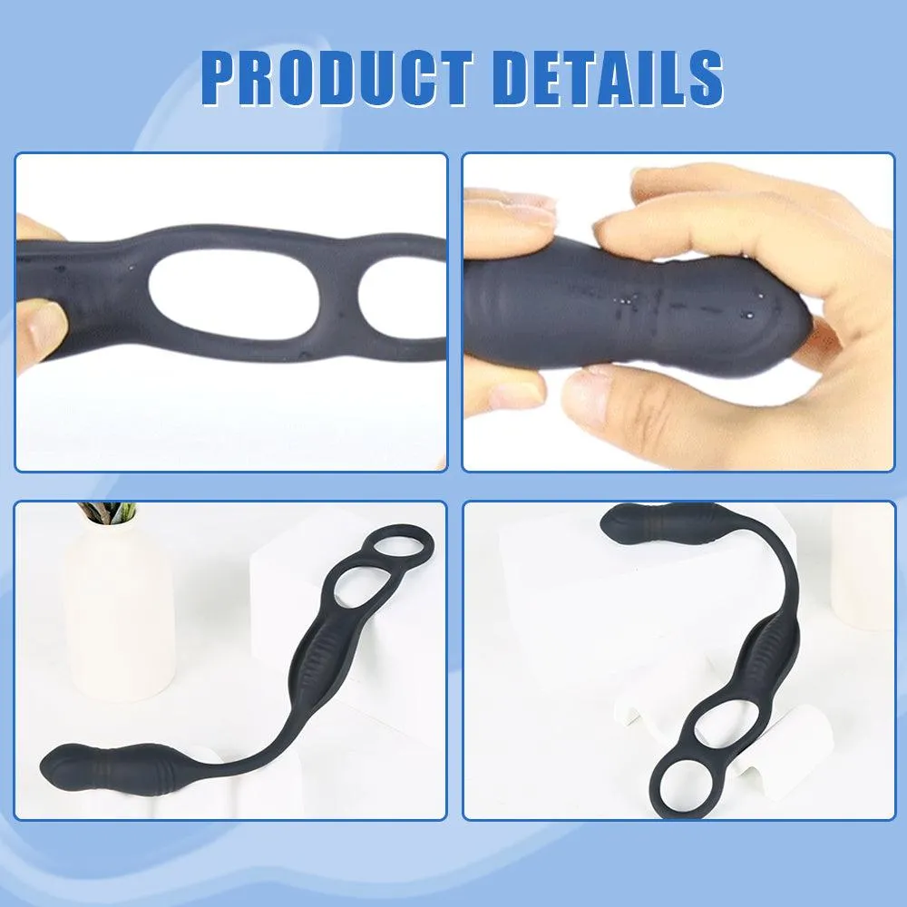 【US Stock Available Only】3 Thrusting & 10 Vibration Modes Prostate Massager with 2 Penis Rings Remote Control Anal Vibrator
