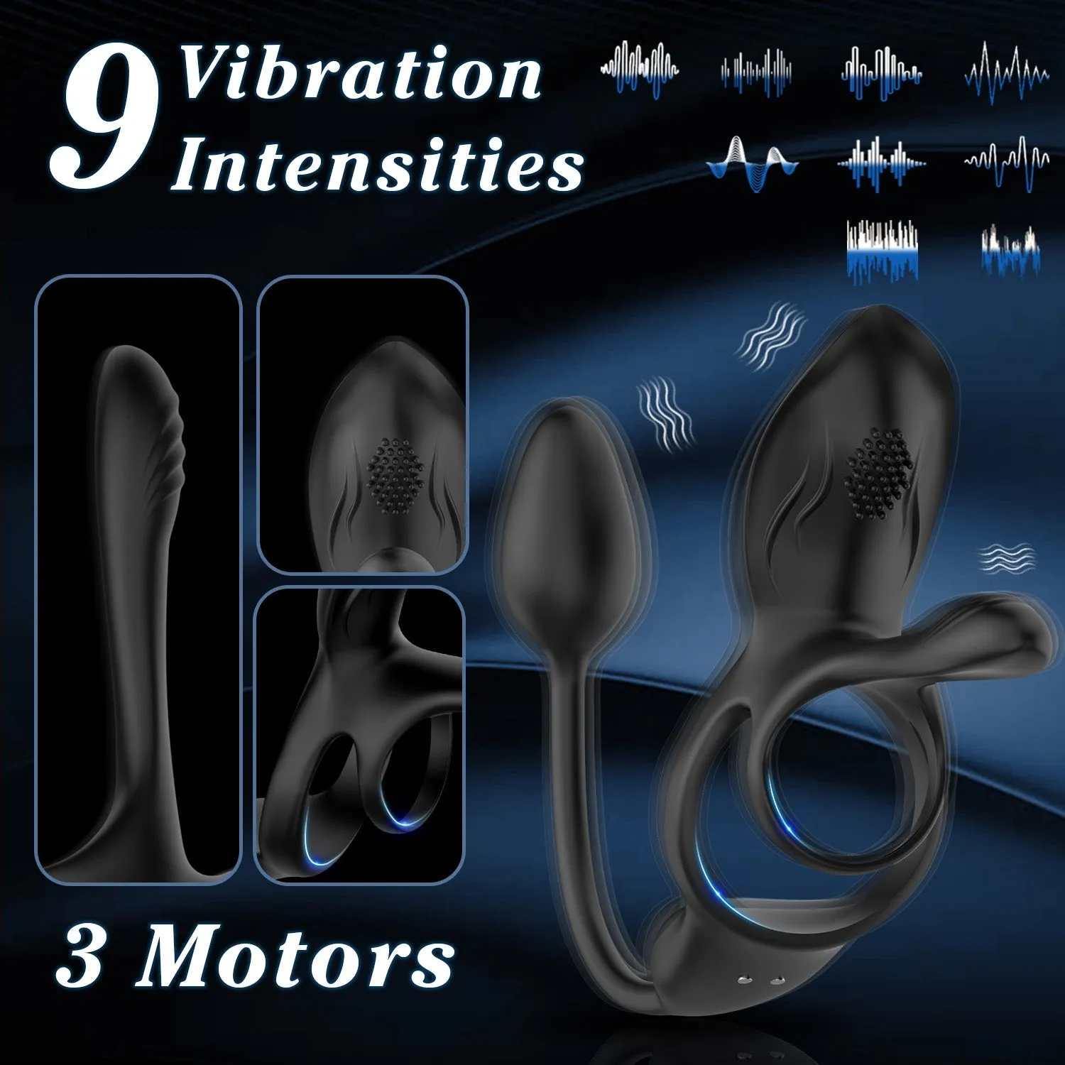 VelvetEth - Vibrating Cock Ring with Anal Plug